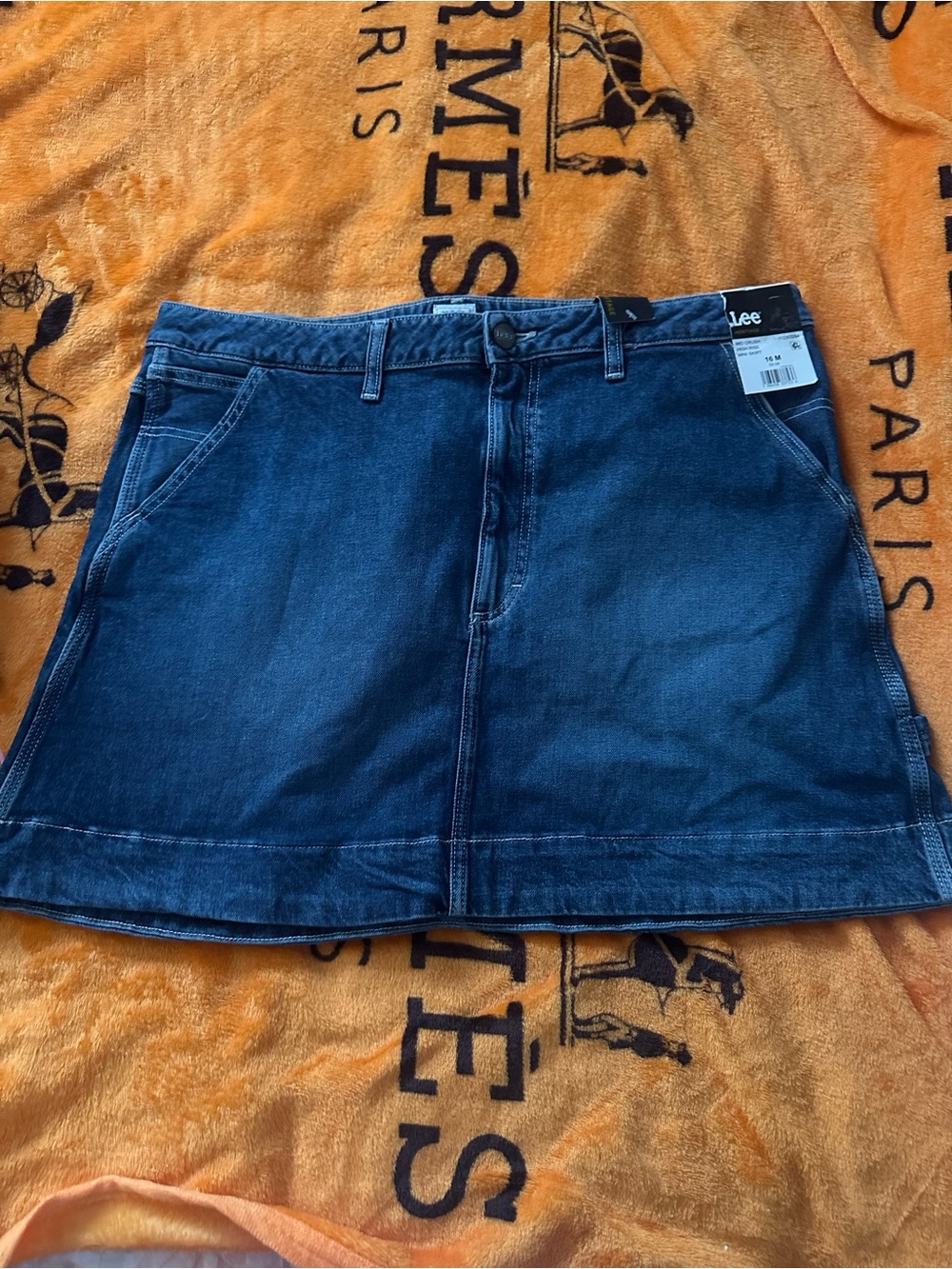 Lee Dark Blue Denim A-Line  mini Skirt